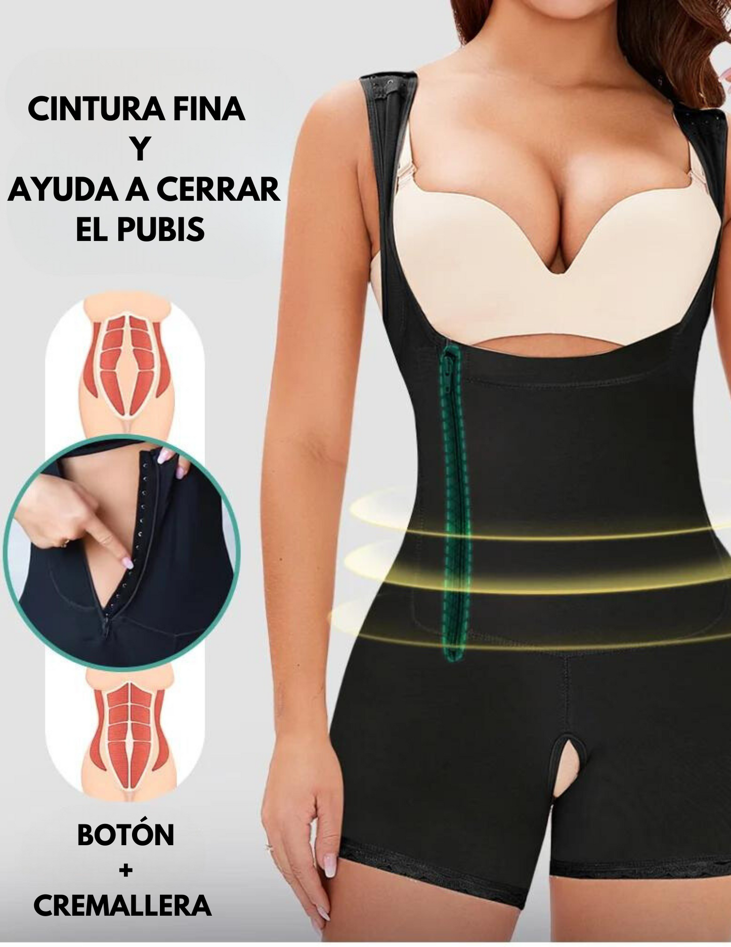 Faja Colombiana con Cremallera Lateral y Elevador de Glúteos